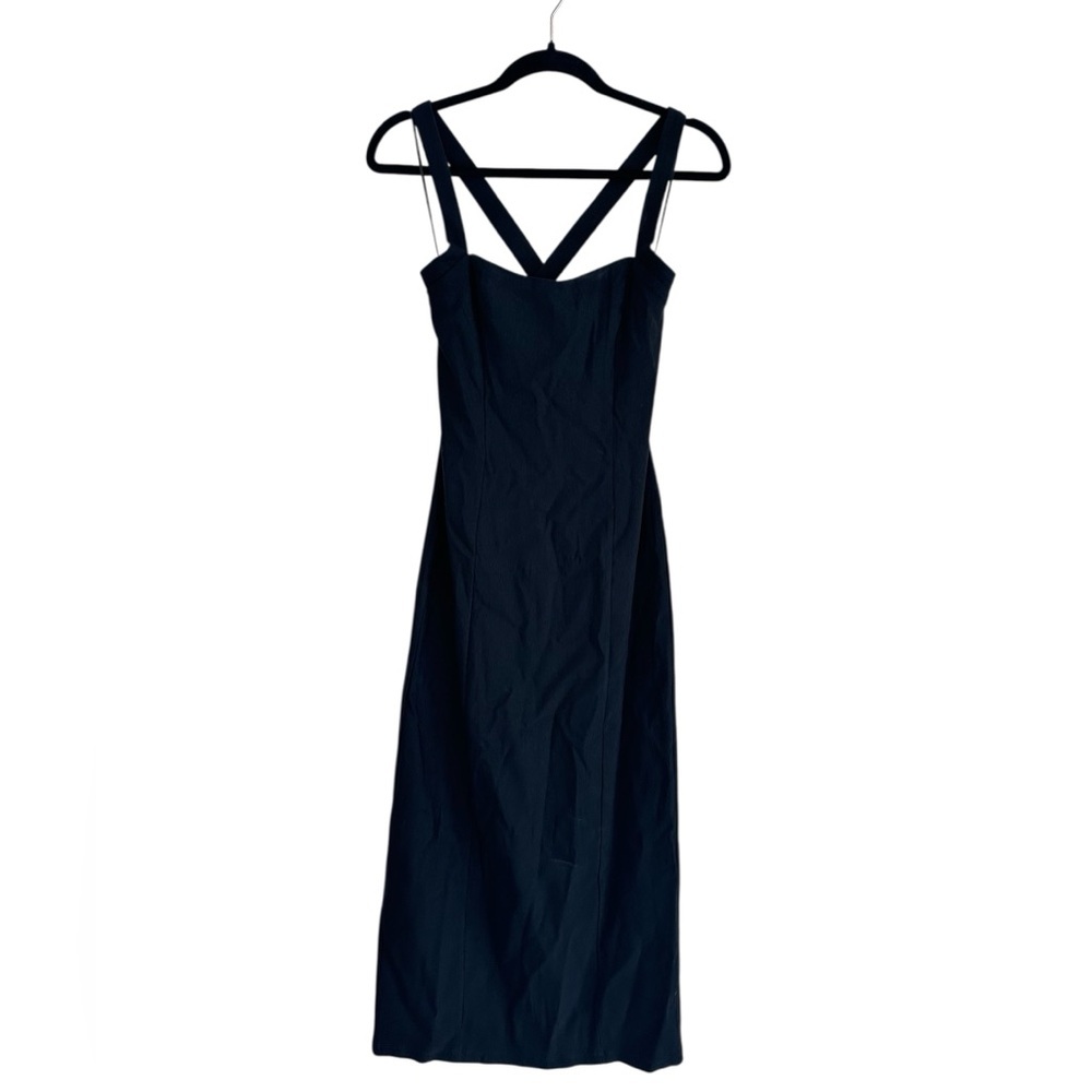 Tuckernuck Hyacinth House Strapless Black Midi Dress with Crisscross Straps
